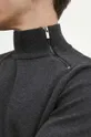 Sweter bawełniany męski z półgolfem kolor szary Męski