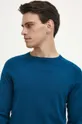turkusowy Sweter męski gładki kolor turkusowy