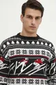 czarny Sweter męski z motywem świątecznym kolor czarny