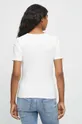 T-shirt bawełniany damski gładki z domieszką elastanu kolor beżowy 93 % Bawełna, 7 % Elastan