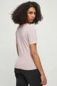 T-shirt bawełniany damski gładki z domieszką elastanu kolor różowy 93 % Bawełna, 7 % Elastan