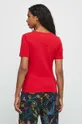 T-shirt bawełniany damski gładki z domieszką elastanu kolor czerwony 93 % Bawełna, 7 % Elastan