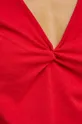 T-shirt bawełniany damski gładki z domieszką elastanu kolor czerwony Damski