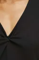 T-shirt bawełniany damski gładki z domieszką elastanu kolor czarny Damski