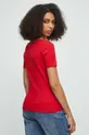 T-shirt bawełniany damski prążkowany z domieszką elastanu kolor czerwony 95 % Bawełna, 5 % Elastan