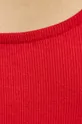 T-shirt bawełniany damski prążkowany z domieszką elastanu kolor czerwony Damski