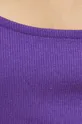 T-shirt bawełniany damski prążkowany z domieszką elastanu kolor fioletowy Damski