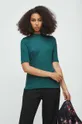 turkusowy T-shirt damski prążkowany kolor zielony