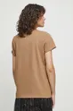 T-shirt bawełniany damski gładki z domieszką elastanu kolor beżowy 95 % Bawełna, 5 % Elastan