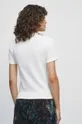 T-shirt bawełniany damski z fakturą z domieszką elastanu kolor beżowy 95 % Bawełna, 5 % Elastan