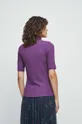 T-shirt damski z golfem prążkowany kolor fioletowy 48 % Wiskoza, 48 % Bawełna, 4 % Elastan