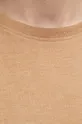 T-shirt bawełniany damski gładki kolor beżowy Damski