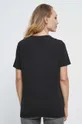 T-shirt bawełniany damski gładki kolor czarny Materiał zasadniczy: 95 % Bawełna, 5 % Elastan