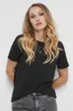 czarny T-shirt bawełniany damski gładki kolor czarny