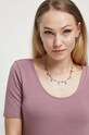 Body bawełniane damskie z domieszką elastanu kolor różowy różowy RW23.TSD061