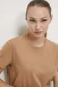 beżowy T-shirt bawełniany damski gładki kolor beżowy