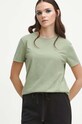 T-shirt bawełniany damski gładki kolor zielony zielony RW23.TSD070