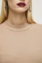 T-shirt damski prążkowany kolor beżowy Damski