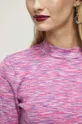 T-shirt damski prążkowany kolor różowy Damski