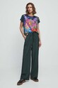 T-shirt bawełniany damski wzorzysty kolor zielony RW23.TSD101 turkusowy RW23