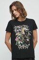 T-shirt bawełniany damski z nadrukiem z kolekcji na Dzień Psa kolor czarny RW23.TSD152 czarny RS23