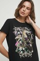 T-shirt bawełniany damski z nadrukiem z kolekcji na Dzień Psa kolor czarny RW23.TSD152 czarny