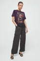 T-shirt bawełniany damski z kolekcji Zamkowe Legendy kolor fioletowy 100 % Bawełna