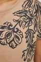 T-shirt bawełniany damski z nadrukiem kolor beżowy Damski