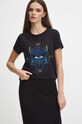T-shirt bawełniany damski z domieszką elastanu kolor czarny RW23.TSD251 czarny RW23