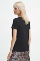 T-shirt bawełniany damski z domieszką elastanu kolor czarny 95 % Bawełna, 5 % Elastan