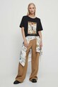 T-shirt bawełniany damski - Kolekcja jubileuszowa. 2023 Rok Wisławy Szymborskiej x Medicine, kolor czarny RW23.TSD353 czarny RW23