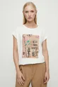 beżowy T-shirt bawełniany damski - Kolekcja jubileuszowa. 2023 Rok Wisławy Szymborskiej x Medicine, kolor beżowy