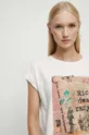 T-shirt bawełniany damski - Kolekcja jubileuszowa. 2023 Rok Wisławy Szymborskiej x Medicine, kolor beżowy Damski