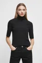 czarny T-shirt damski gładki kolor czarny