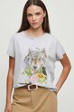 T-shirt bawełniany damski z kolekcji Graficzny Atlas Zwierząt kolor szary RW23.TSD559 szary RW23