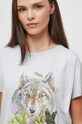 T-shirt bawełniany damski z kolekcji Graficzny Atlas Zwierząt kolor szary RW23.TSD559 szary