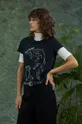T-shirt bawełniany damski z kolekcji Graficzny Atlas Zwierząt kolor czarny czarny