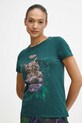 T-shirt bawełniany damski z nadrukiem kolor turkusowy turkusowy RW23.TSD802