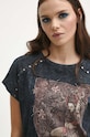 T-shirt bawełniany damski z kolekcji Bestiariusz kolor szary RW23.TSD854 szary