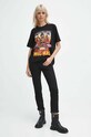 T-shirt bawełniany damski Mad Max kolor czarny okrągły czarny RW23.TSD954