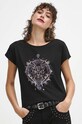 T-shirt bawełniany damski z nadrukiem kolor czarny czarny RW23.TSDA01