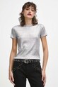 T-shirt damski z metaliczną nicią kolor srebrny srebrny RW23.TSDA02