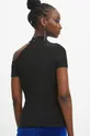 T-shirt damski z metaliczną nicią kolor czarny 81 % Poliamid, 14 % Włókno metaliczne, 5 % Elastan 
