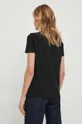 T-shirt bawełniany damski z domieszką elastanu z nadrukiem kolor czarny 95 % Bawełna, 5 % Elastan
