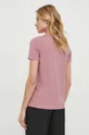 T-shirt bawełniany damski z domieszką elastanu z nadrukiem kolor różowy 95 % Bawełna, 5 % Elastan