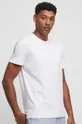 biały T-shirt bawełniany gładki z domieszką elastanu kolor biały