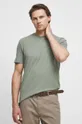 zielony T-shirt bawełniany gładki z domieszką elastanu kolor zielony Męski