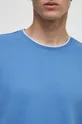 T-shirt bawełniany męskie gładki z domieszką elastanu kolor niebieski Męski