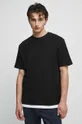 T-shirt bawełniany męski z fakturą kolor czarny czarny