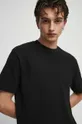 czarny T-shirt bawełniany męski z fakturą kolor czarny